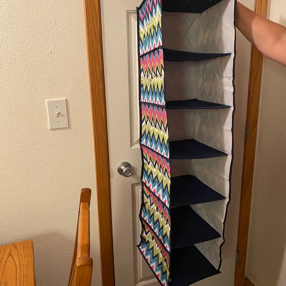 Hanging Clothes Closet Organizer w Chevron Pattern